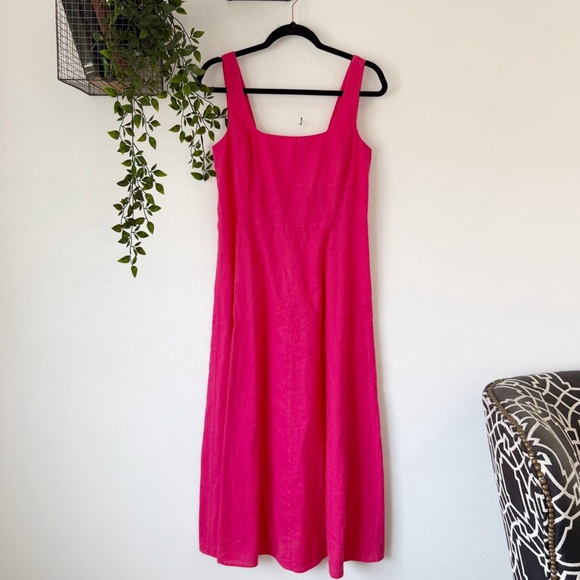 Gap Linen Blend Square Neck Midi Dress Sz S - Picture 2 of 7